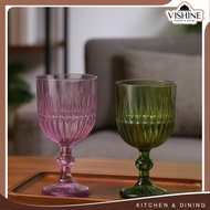 VSH 350ml 6pcs Set Diamond Prism Goblet Water Glass Restaurant Glassware Crystal Wine Glass Goblet