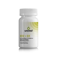 Unived Vegan B12 + D3, B12 (1500mcg Methylcobalamin), D3 (2500IU, Lichen), B9 (500mcg 5-MTHF) & Mori