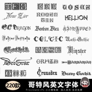 Gothic Style Font English Gorgeous Retro Style Font ps/procreate Graphic Design Material