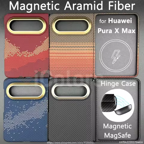 for Huawei Pura X Max Aramid Carbon Fiber Case Magnetic MagSafe Compatible Ultra thin Lightweight Ar