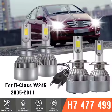 4x H7 LED Headlight Bulb Kit High Low Beam 6000K For Mercedes-Benz B-Class W245 2005-2011 2006 2007 