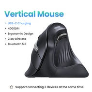 UGREEN Bluetooth Vertical Ergonomic Wireless Mouse 2.4G 4000DPI  เมาส์เพื่อสุขภาพ เมาส์แนวตั้งไร้สาย