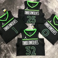 木狼  Timberwolves   jersey  #0 RUSSELL #25 ROSE  #1 EDWARDS  #32 TOWNS 球衣
