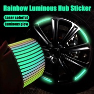 DIY Car Styling Decal Sticker / Fashion Auto Decor Accessories / 9*0.7cm Reflective Stickers for Car Motorcycle Bike / 20Pcs Colorful Car Wheel Fluorescent Stickers