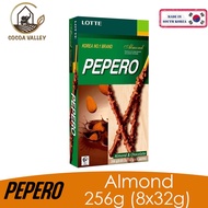 Lotte Pepero Almond &amp; Chocolate 8mini Pack 256g (Made in Korea)(BB:11/2024)