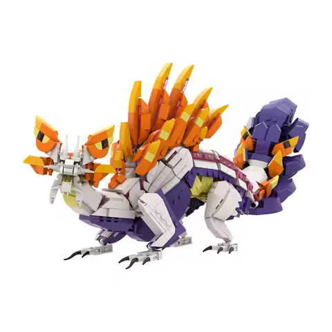 MOC Monster Hunter Mizutsune Model Building Blocks Horror Monster Bubble Fox Battle Action Animal Br