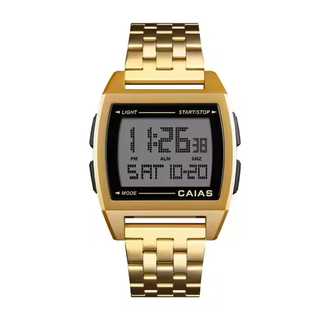 CAIAS Unisex Digital Watch: Full-Featured, World Time, LED, Alloy, Ultra-Thin Oak Series