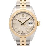 【二手】ROLEXDatejust 10P 鑲鑽 V 字頭 179173G SIL/海軍藍/NP K18（黃金）不鏽鋼 Datejust 10P 鑲鑽 V 字頭女錶