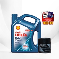 Shell Helix HX7 10W-40 100% ORI PASARAN MALAYSIA + FREE OIL FILTER 4Liter SN CF