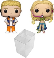 Funko Pop! Rocks: NSYNC Justin Timberlake and Britney Spears Slave 4U Set of 2 Vinyl Figures Bundle with 2 PopShield Pop Box Protectors