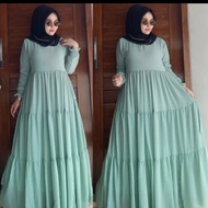 lena maxi ceruty bebydoll rompi / gamis syarii rompi salur terbaru/ gamis ceruty bebydoll susun