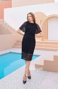 Jebeya Ruffle Dress in Black (สีดำ)