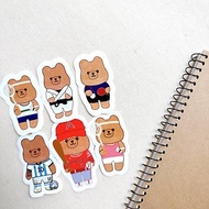 2023亞運 運動員造型小熊貼紙6件組 羽球 桌球 柔道 足球 棒球
