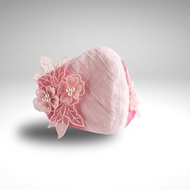 PSNY 3D立體花粉色蕾絲與亞麻口罩套 2W12 日本製