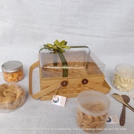 ( R25) B057 (Ramadhan Series) Smoke Mica Food Container 20cm, 25cm 30cm High Ribbon l woven bamboo f