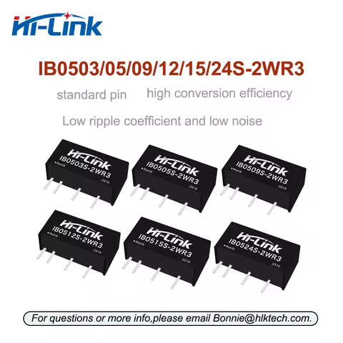Hi-Link 2W 3.3V 5V to 3.3V/5V/9V/12V/15V/24V Single Regulated IB0303S-2WR3 IB0505S-2WR3 IB0512S-2WR3