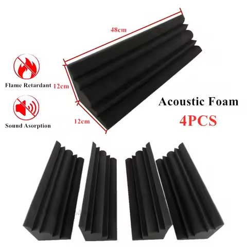 4Pcs 12 X 12 X 48cm High Density Acoustic Foam Panel Bass Trap Sound Absorption Studio Wall Corner F