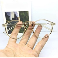 ELDORA Double Reading Glasses/ for Reading and Walking, Round Frame, Caramel Color, Plus Glasses for