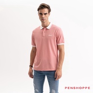 Penshoppe Relaxed Fit Polo With Contrast Collar And Cuffs For Men (Old Rose)