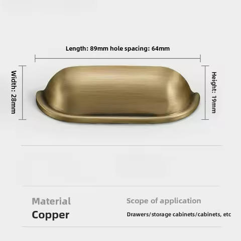 Nordic Style Solid Brass Wardrobe Door Handle Retro Light Luxury Cabinet Medicine Drawer TV Cabinet
