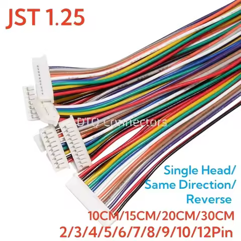 10PCS JST 1.25mm Pitch Female Socket Terminal Plug Wire Connector 2 3 4 5 6 7 8 Pin 10CM/20CM/30CM 2