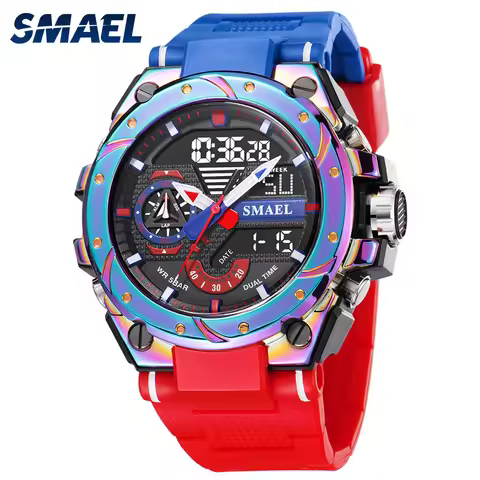 SMAEL 8060 Fashion Brand Alloy Watch Men's Multi functional Cool Dual Display Outdoor Waterproof Ele