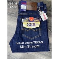 Seluar Jeans TEXAN SLIM STRAIGHT Cut 100% Original 888_H18_DBL_Warna Biru ada getah👉free Holder👍