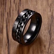 Men's 8MM Stainless Steel Spinner Chain Worry Ring Roman Number Meditation Band Silver Gold Black Ma