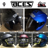 ACES R2 Open Face Helmet Smoke Visor Topi Keledar