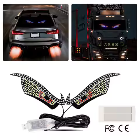 USB Dynamic Devil Eyes Light Big Eye Warning Lamp Signs with 11 Modes Demon Sign for SUVs Pickups Tr