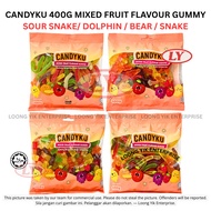 Candyku 400g Mixed Fruit Flavour Gummy Sour Snake/ Dolphin / Bear / Snake
