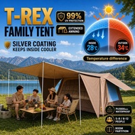 Khemah Camping Village T-Rex 2.1 Camping Tent Waterproof Extended Awning Extra Large Kemah Luxury Te