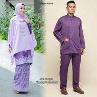 Sedondon Baju Kurung Moden Songket Tabur Queen dengan Baju Melayu Purple Keladi Kurung Ratu Songket 