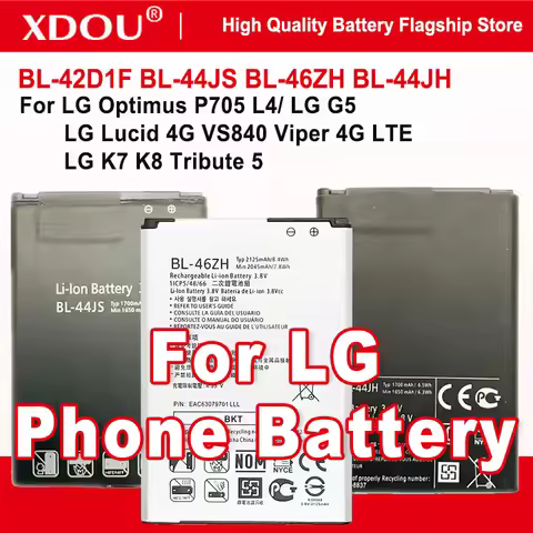 BL-44JS BL-46ZH BL-44JH BL-42D1F Replacement Battery For LG G5 Optimus K7 K8 Tribute 5 LG Lucid 4G V