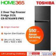 Toshiba 2 Door Top Freezer Fridge 313L GR-RT416WE-PMX