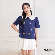 Azalea Top| Korean style lace denim blouse top [MAEMMI]