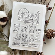 H 0609 Animal Seal Small Picture Puppy Rabbit 6 Bench Park Crystal Transparent