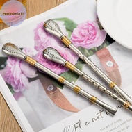 PeaceShells Drinking Straw Yerba Mate Tea Spoon Drinkware Stainless Steel Reusable Straws Metal Wash