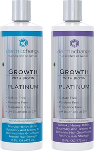DermaChange Hair Growth Shampoo and Conditioner Set - Biotin Shampoo for Thinning Hair and Hair Loss - Sulfate Free Shampoo for Color Treated Hair and Deep Conditioner for Dry Damaged Hair - Made in USA (16 oz) 16 Fl Oz (Pack of 2)