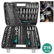 [216PCs] ชุดบล็อกประแจ ซ็อกเก็ตประแจชุด 72 ฟัน 1/4" 3/8" 1/2" เหมาะซ่อมรถและงานช่างทั่วไป