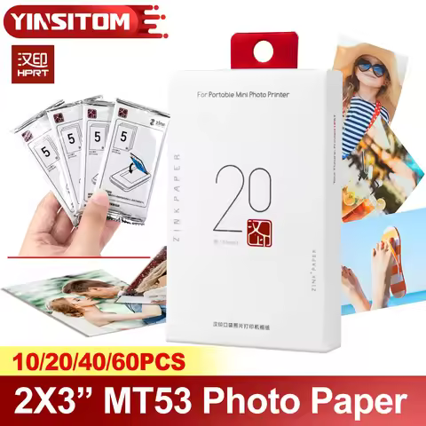 10/20/40/60pcs Zink Sticker Papers 2x3 inches for HPRT MT53 Z1 Photo Color Printer Machine Adhecive