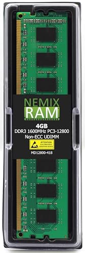 4GB DDR3-1600MHz PC3-12800 240-pin 1.5V 1Rx8 Non-ECC Unbuffered Desktop Memory by NEMIX RAM