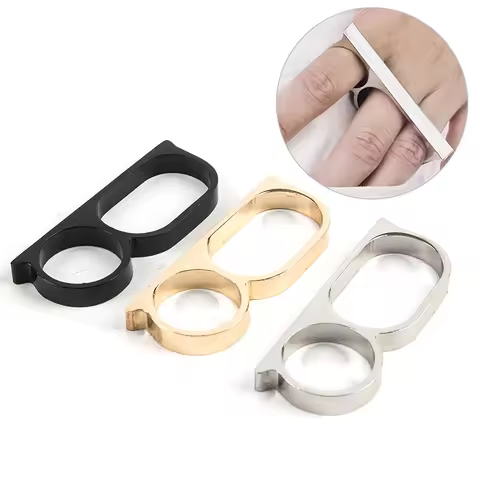 1PCS Personality Hyperbole Double Knuckle Ring For Men Two Finger Punk Ring Hip Hop Knuckle Ring Pun