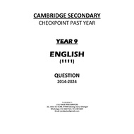 『Update』Cambridge Secondary Checkpoint Year 9 English Past Year Paper [2014-2024]