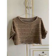 Batwing sleeve crop top rabbit fur sweater