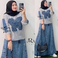 CUPITA SET | CARGO JEANS MIX COMBED EMBROIDERED SET 2 piece set women korean 2 piece set women 2 pie