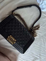 Chanel 黑色荔枝紋 Boy Chanel 手袋