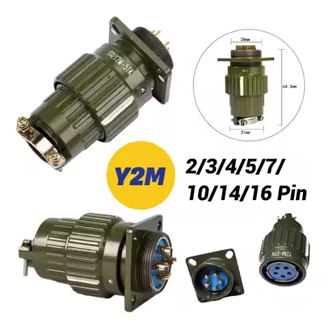 Y2M/YP21 High Quality Connector 2/3/4/5/7/10/14/16 Pin Aviation Plug Sockets Copper Needle Gold Plat