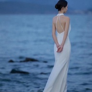 เซ็กซี่ น้ำหนักเบา งานแต่งงาน เดรส เรียบง่าย Travel Photography สีขาว พรางหุ่น Fairy Tale Fish Tail 