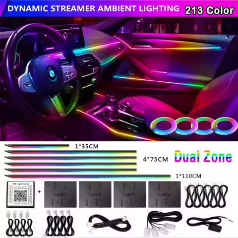 18 in 1 22 in 1 Led Acrylic Car Ambient Light Symphony 64 213 Color APP Bluetooth Control Atmosphere